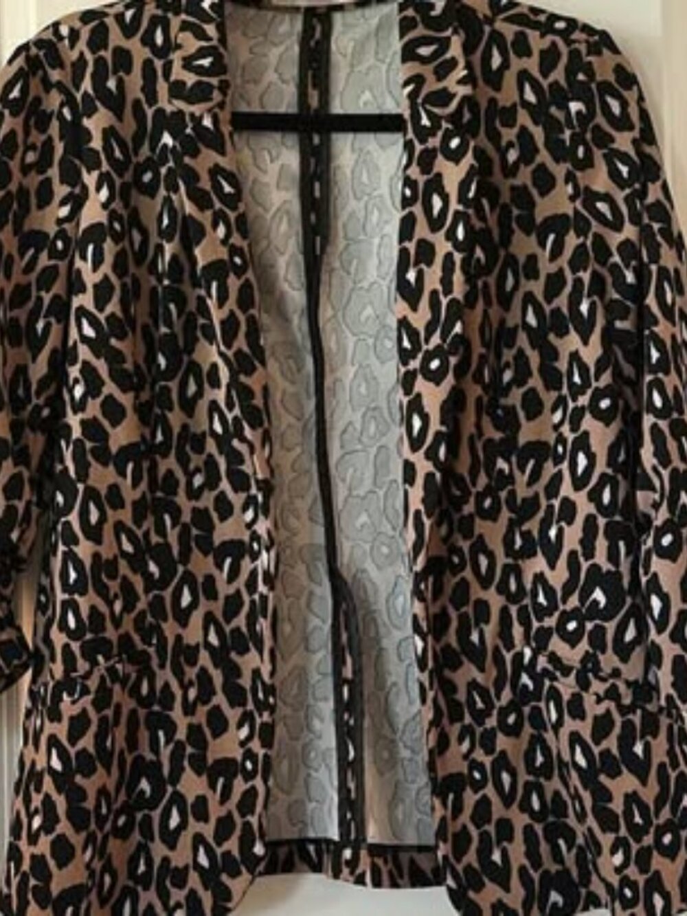 89th + Madison Leopard Print Open Front Blazer - Size Small